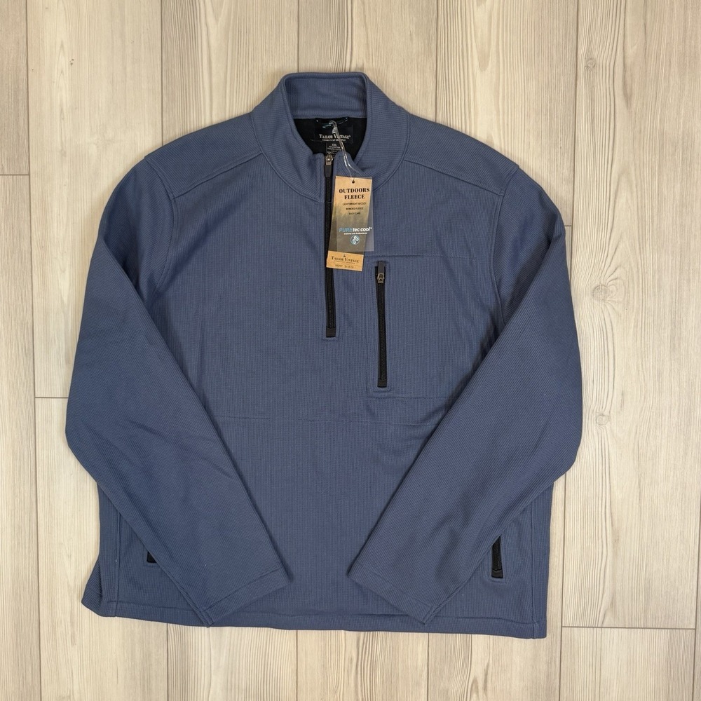 NWT Tailor Vintage PUREtec cool Waffle Bonded Polar Fleece 1/4 Zip Pullover XXL